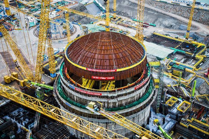 中廣核福建寧德核電5號機(jī)組穹頂?shù)跹b成功